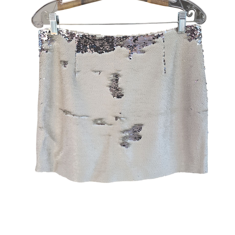 Rebecca Minkoff Shimmering Silver Mini Skirt